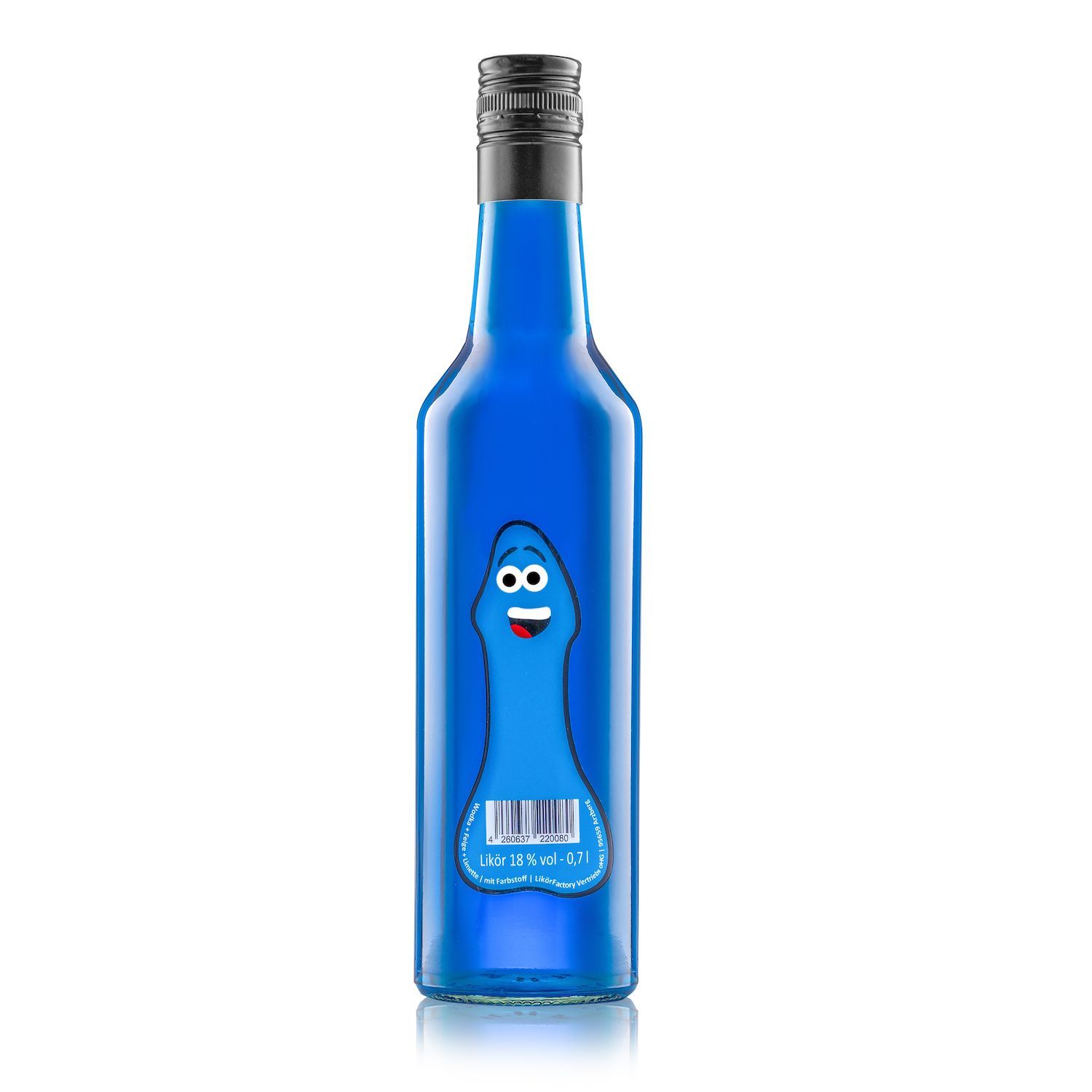 1  Flasche  blauer Likör *~ Handarbeit   *~* 